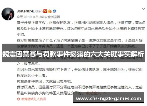 魏震因禁赛与罚款事件揭露的六大关键事实解析