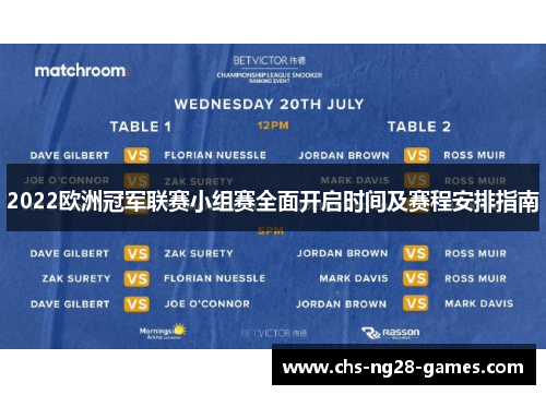 2022欧洲冠军联赛小组赛全面开启时间及赛程安排指南